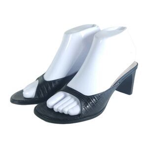 LUCIANO Barachini Women's EU37,5 US7 Black Snakeskin Embossed Mules Sandals